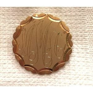 Vintage Signed Lamode Pin Goldtone with Initials "MMA" 1 1/4" Round Brooch